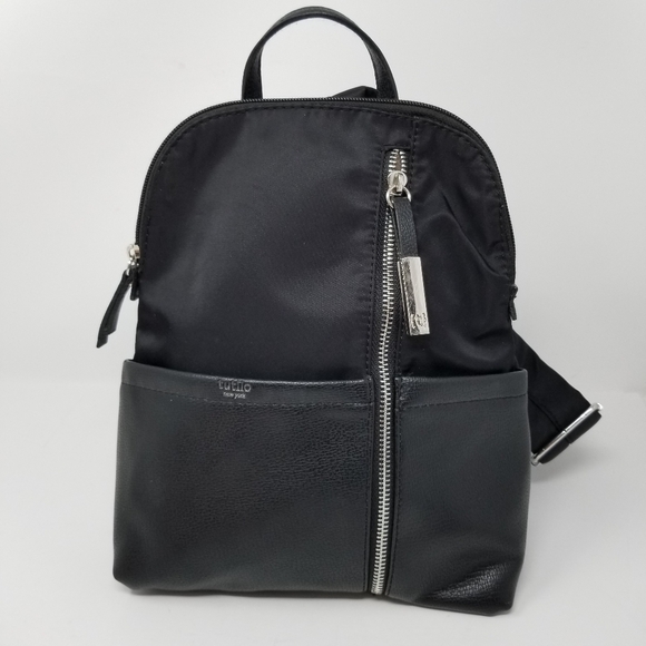 TUTILO New York Black Backpack One Shoulder 5 pocket Size 10X11 Inches FLAW - Picture 9 of 15